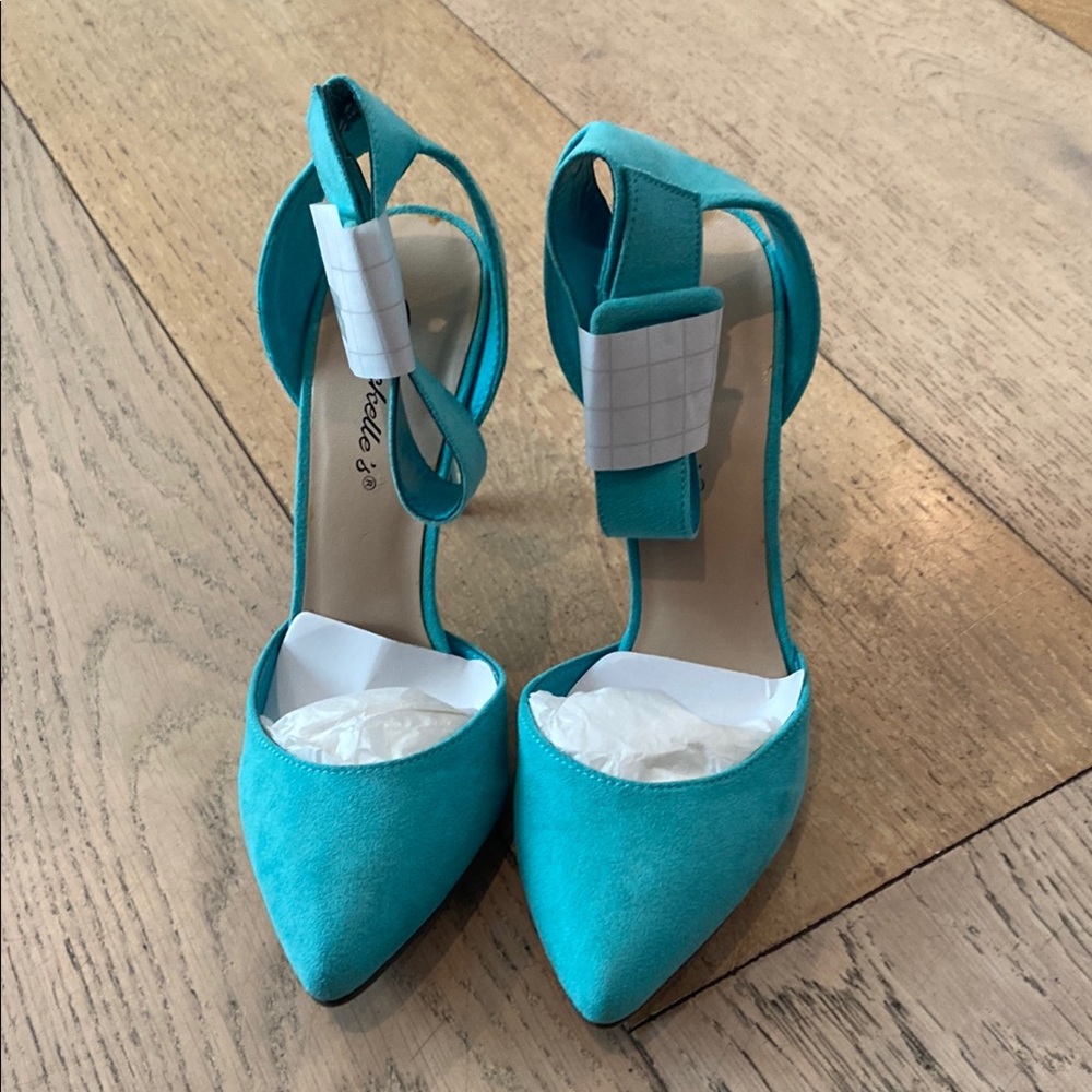 Breckelles Blue Stiletto Heels with Ankle Strap